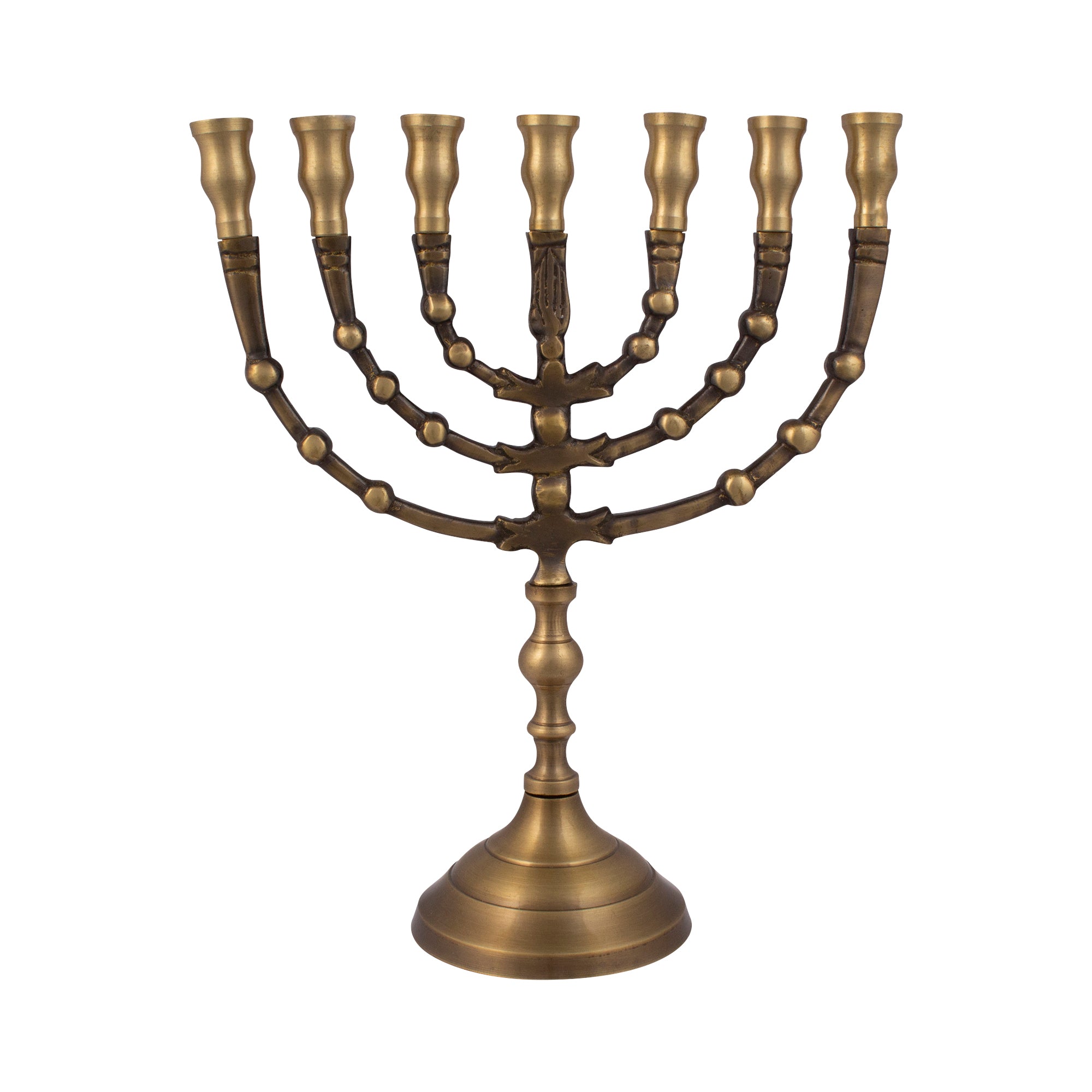 Menorah decorated with balls antique bronze finish /9 inches - 23cm - The Peace Of God®