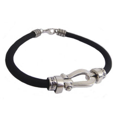 Silver bracelet with silicone for men - The Peace Of God