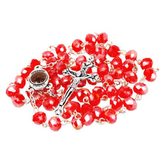 Rosary Beads with INRI Red Crystal Beaded from Jerusalem the Holy Land - The Peace Of God®