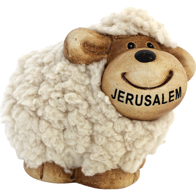 Smiling Ceramic and Plush Jerusalem Sheep - The Peace Of God®