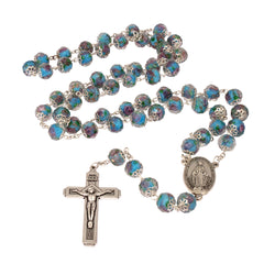 Rosary Prayer Beads INRI Rose Blue Crystal - The Peace Of God®