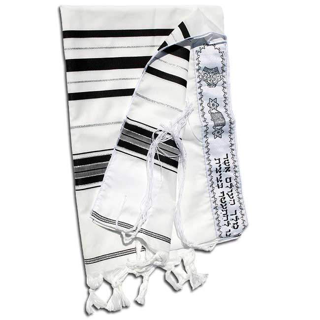 Tallit For Chuppah - Acrylic Prayer Shawl Silver & Black