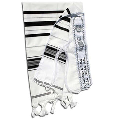 Tallit For Chuppah - Acrylic Prayer Shawl Silver & Black