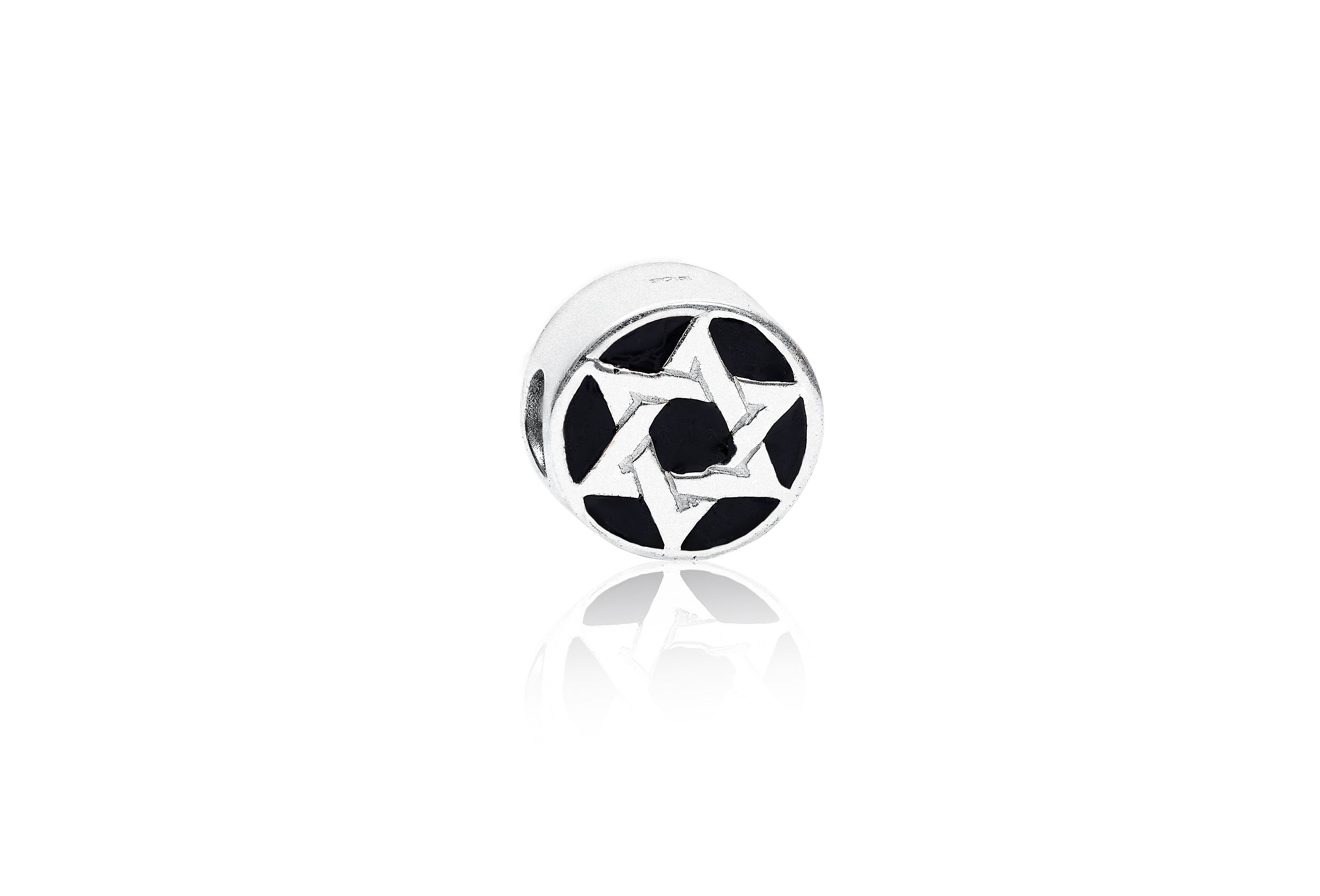 Star of David Bead on Black Enamel Backround