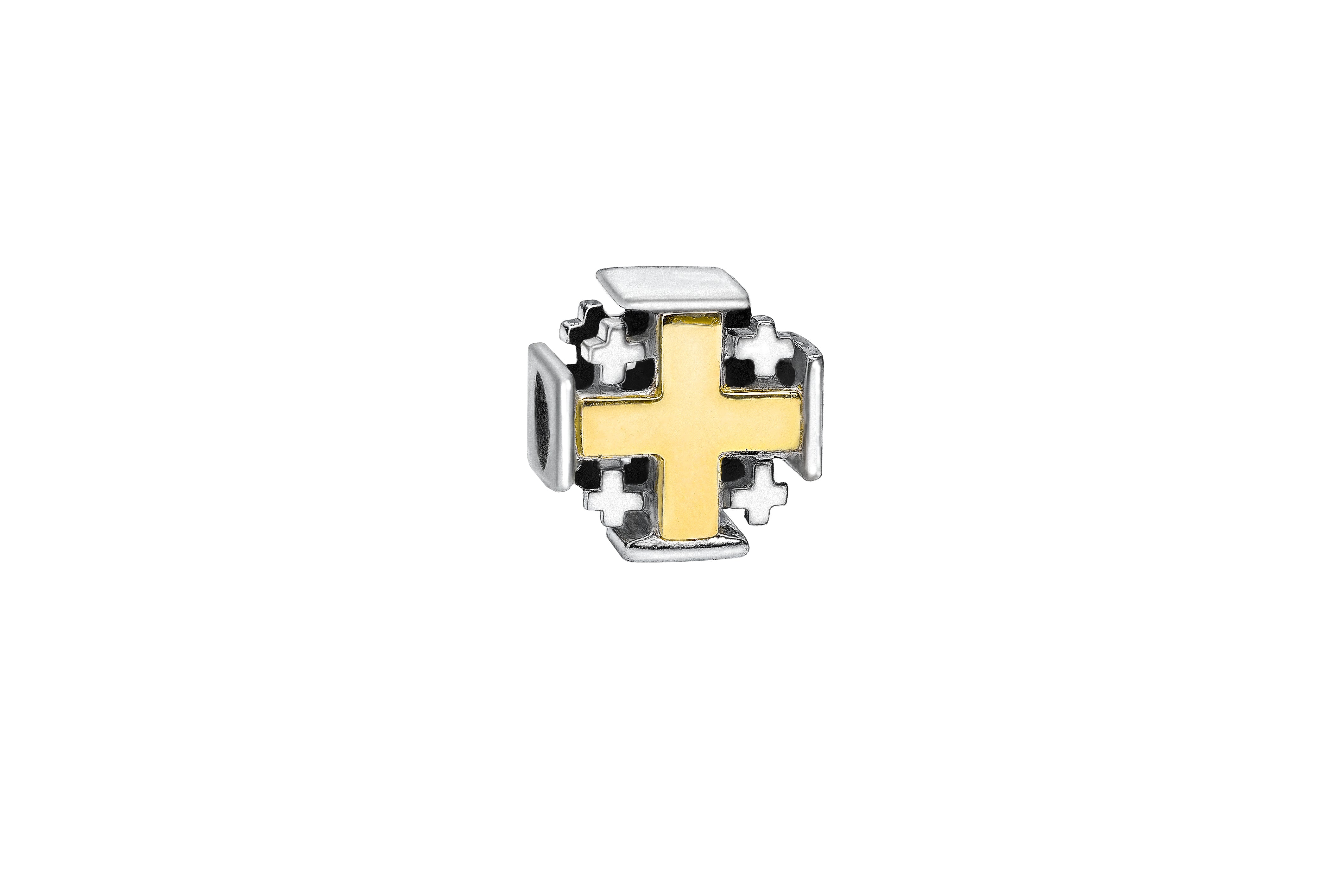 The Jerusalem Cross Bead in Silver and 9K Gold
