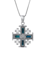 Nano Sim NT Silver Pendant -The Jerusalem Cross studded with Roman glass - The Peace Of God®