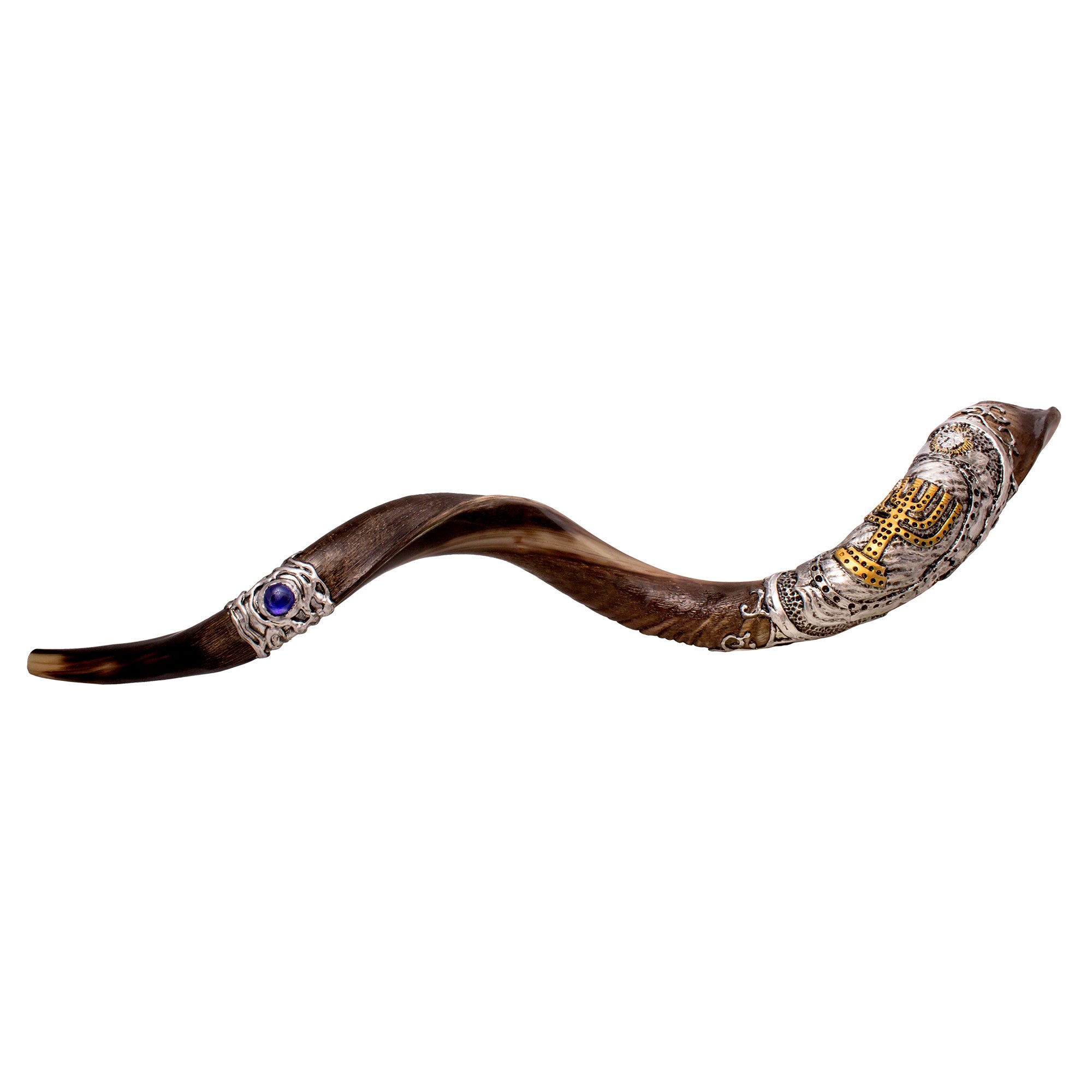 Hand Decorated Kudu Horn Shofar Temple Menorah 100-104 cm - The Peace Of God®