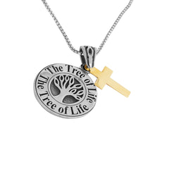 Messianic Pendant, Tree of Life with Cross , 9k gold & silver - The Peace Of God®