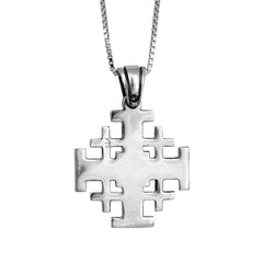 Pectoral Jerusalem Cross w/ Blue Opal Gemstone Sterling Silver Pendant Jewelry - The Peace Of God®