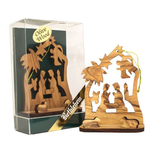 Christmas Decoration Toy w/Nativity Scene from Natural Olive Wood - The Peace Of God®