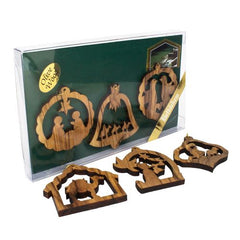 Olive Wood Christmas Religious Ornaments Handmade - Set of 6 - The Peace Of God®