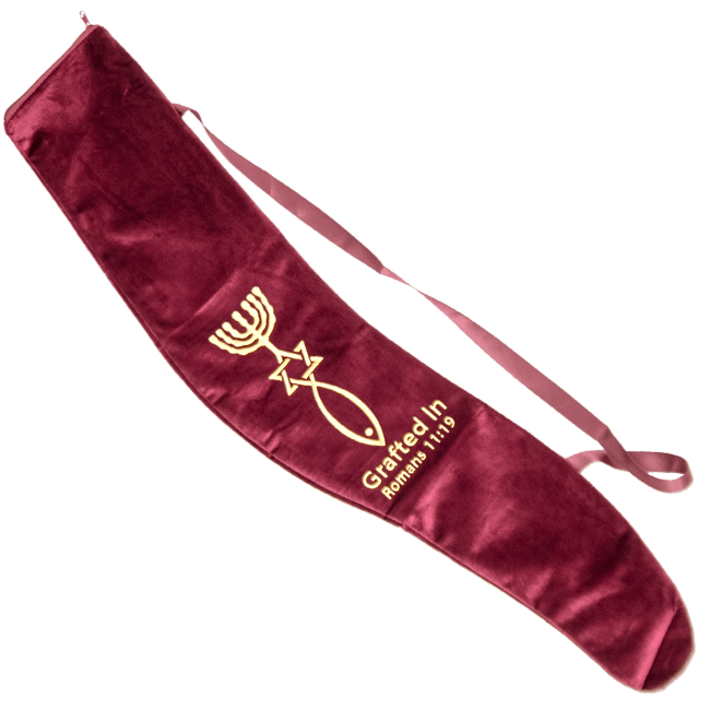 Messianic Shofar bag with Grafted In Embroidery.Burgundy - The Peace Of God®