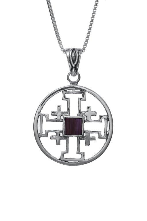 Jerusalem Cross Pendant Silver - Nano Sim NT Round