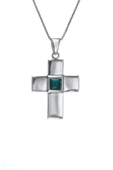 Nano Sim NT Silver Pendant - Cross Studded with Eilat Stone - The Peace Of God®