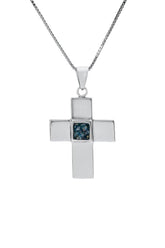 Silver Cross Pendant - Nano Sim NT Studded with Roman Glass