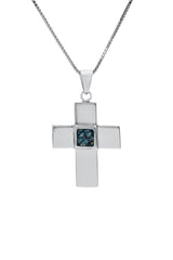 Silver Cross Pendant - Nano Sim NT Studded with Roman Glass