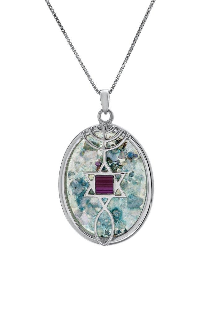 Nano Sim NT Oval Convex Silver Pendant - Roman Glass - The Peace Of God®
