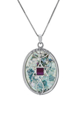 Nano Sim NT Silver Pendant - The Messianic symbol Studded with Roman Glass - The Peace Of God®