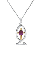 Nano Sim NT Silver and 9K Gold Pendant - Ichthys and Cross - The Peace Of God®