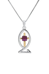 Nano Sim NT Silver and 9K Gold Pendant - Ichthys and Cross - The Peace Of God®