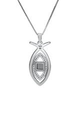 Nano Sim NT Silver and 9K Gold Pendant - Ichthys Studded with Zircons - The Peace Of God®