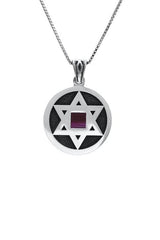 Nano Sim OB Silver Round Framed Pendant - Star of David - The Peace Of God®