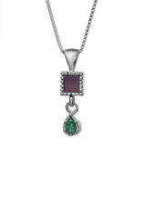 Jerusalem Nano New Testament Silver Pendant - Drop Studded with Eilat Stone - The Peace Of God®