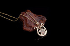 Nano Sim OB Silver 14K Gold & diamonds Pendant - David's Harp and Star of David - The Peace Of God®