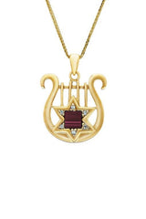 Nano Sim OB Silver 14K Gold & diamonds Pendant - David's Harp and Star of David - The Peace Of God®