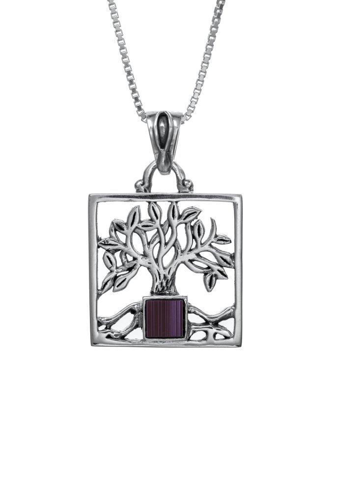 Nano Bible Sim Silver Pendant - Tree of Life in Square Frame - The Peace Of God®