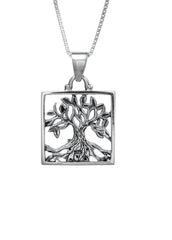 Nano Sim OB Silver Pendant Tree of Life with Square Frame - The Peace Of God®