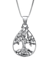 Nano Bible Sim Silver Pendant - Tree of Life in Teardrop Frame - The Peace Of God®