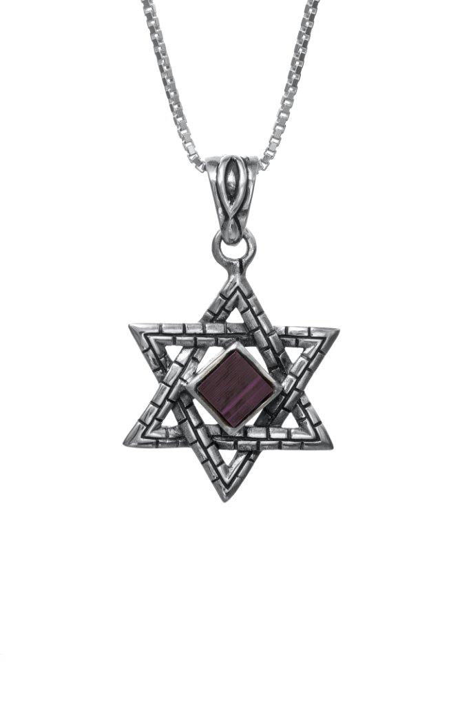 Star of David Silver Pendant With Stone Shaped Finishing - Nano Sim OB