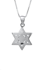 Nano Bible Sim Silver Pendant - Star of David with Stone Finish - The Peace Of God®