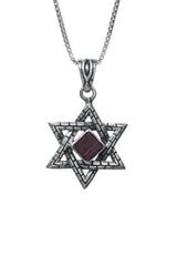 Star of David Silver Pendant With Stone Shaped Finishing - Nano Sim OB