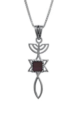 Nano Sim Bible Silver Pendant - Ichthys-Star-Menorah - The Peace Of God®
