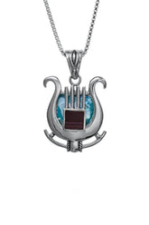 Nano Bible Sim Silver Pendant - David's Harp with Roman Glass - The Peace Of God®