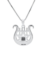 Nano Bible Sim Silver and 9K Gold Pendant - David's Harp and Star of David Studded with Zircons - The Peace Of God®