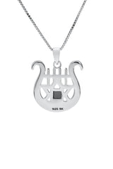 Nano Sim OB Silver and 9K Gold Pendant - David's Harp and Star of David Studded with Zircons - The Peace Of God®