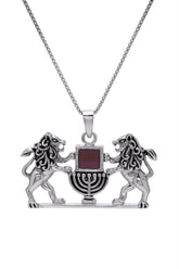 Nano Bible Sim Silver Pendant - Lion of Judah with Menorah - The Peace Of God®