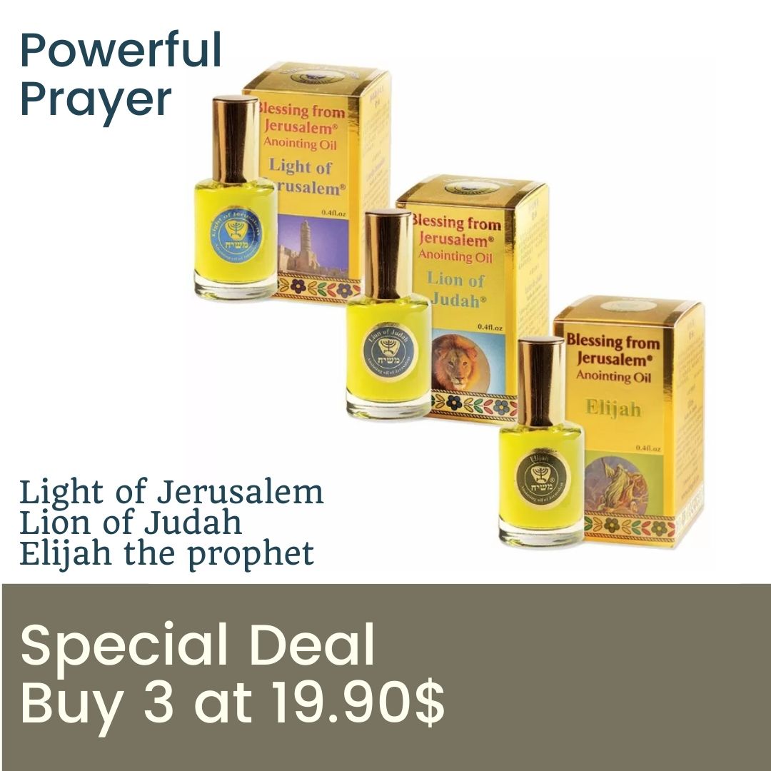 Special Deal Buy 3 at 19.90$ - Gold Collection Anointing Oils 12 ml, 0.4 fl.oz. Light of Jerusalem Lion of Judah & Elijah - The Peace Of God®