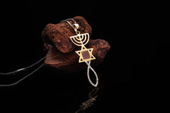 Nano Sim OB + NT 14K Gold Pendant Studded with 30 Diamonds in Messianic Symbol Design - The Peace Of God®