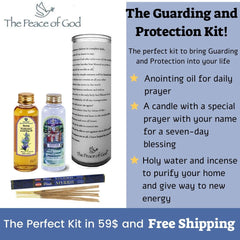 The Guarding and Protection Kit - Personalized Candle, Hyssop Anointing Oil, Holy Water and Myrrh Incense FREE SHIPPING - The Peace Of God®