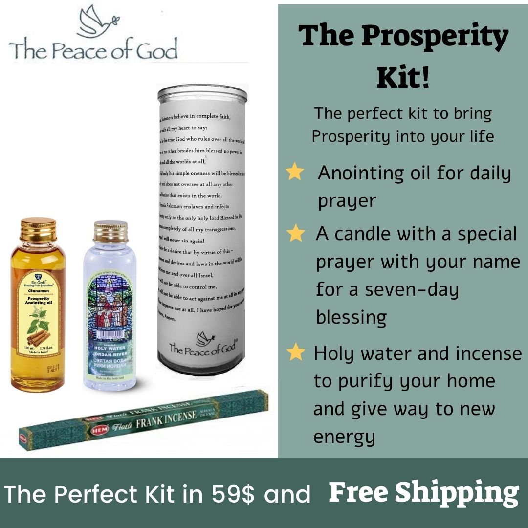 The Prosperity Kit - Personalized Candle, Cinnamon Anointing Oil, Holy water and Frankincense Incense FREE SHIPPING - The Peace Of God®
