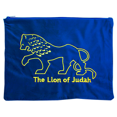 Blue Velvet Tallit Bag with Gold Lion of Judah - The Peace Of God®