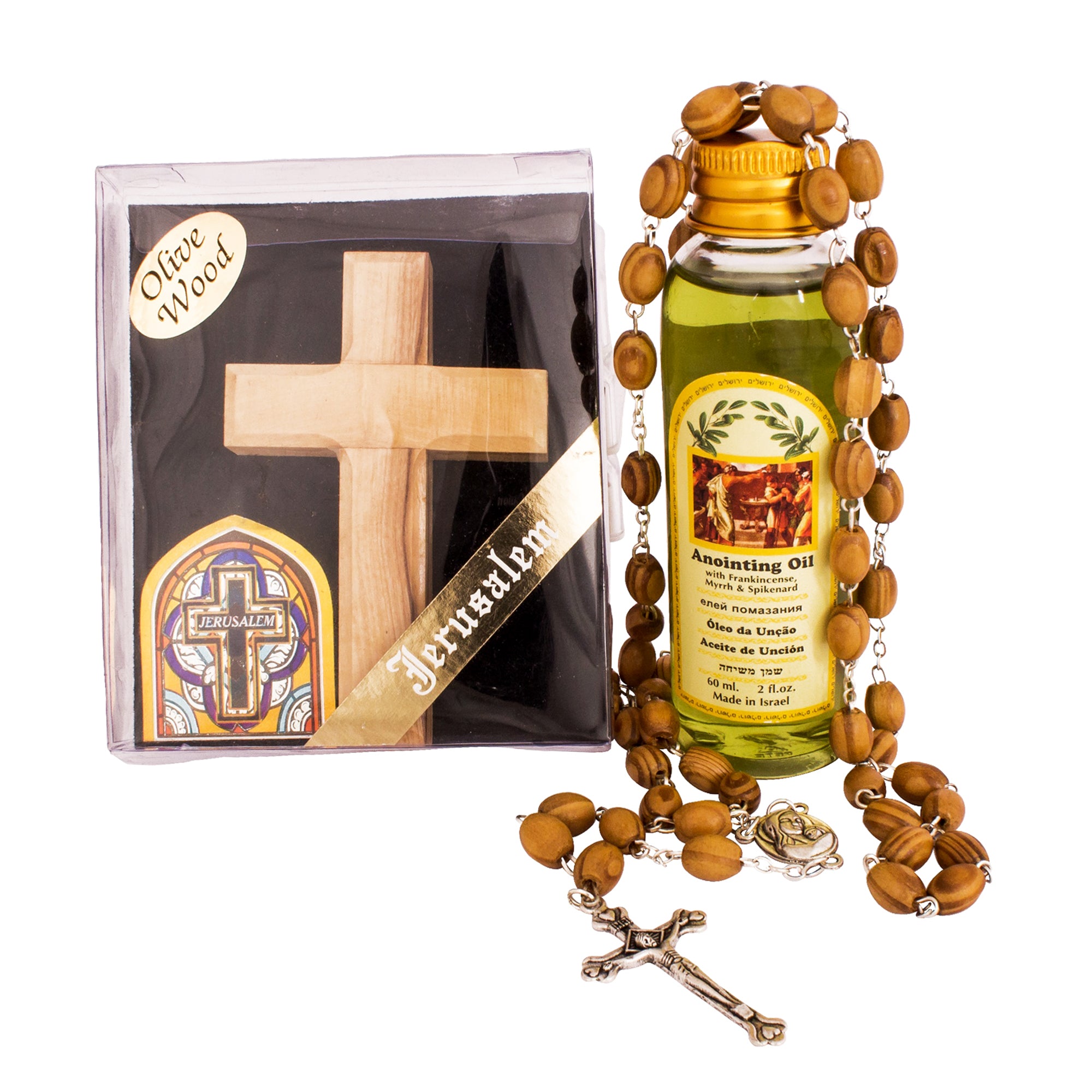 The Peace of God Set - Special Deal at $19.5 - Christian Rosary + Anointing Oil + Olive Wood Cross - The Peace Of God®