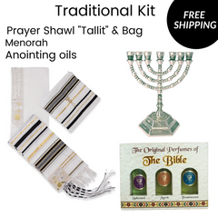 Israeli Traditional Set - Talits - Anointing Oil - Menorah . Free Shipping - The Peace Of God®