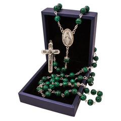 Classic catholic rosary with a crucifixion I.N.R.I. Green Stone - The Peace Of God®