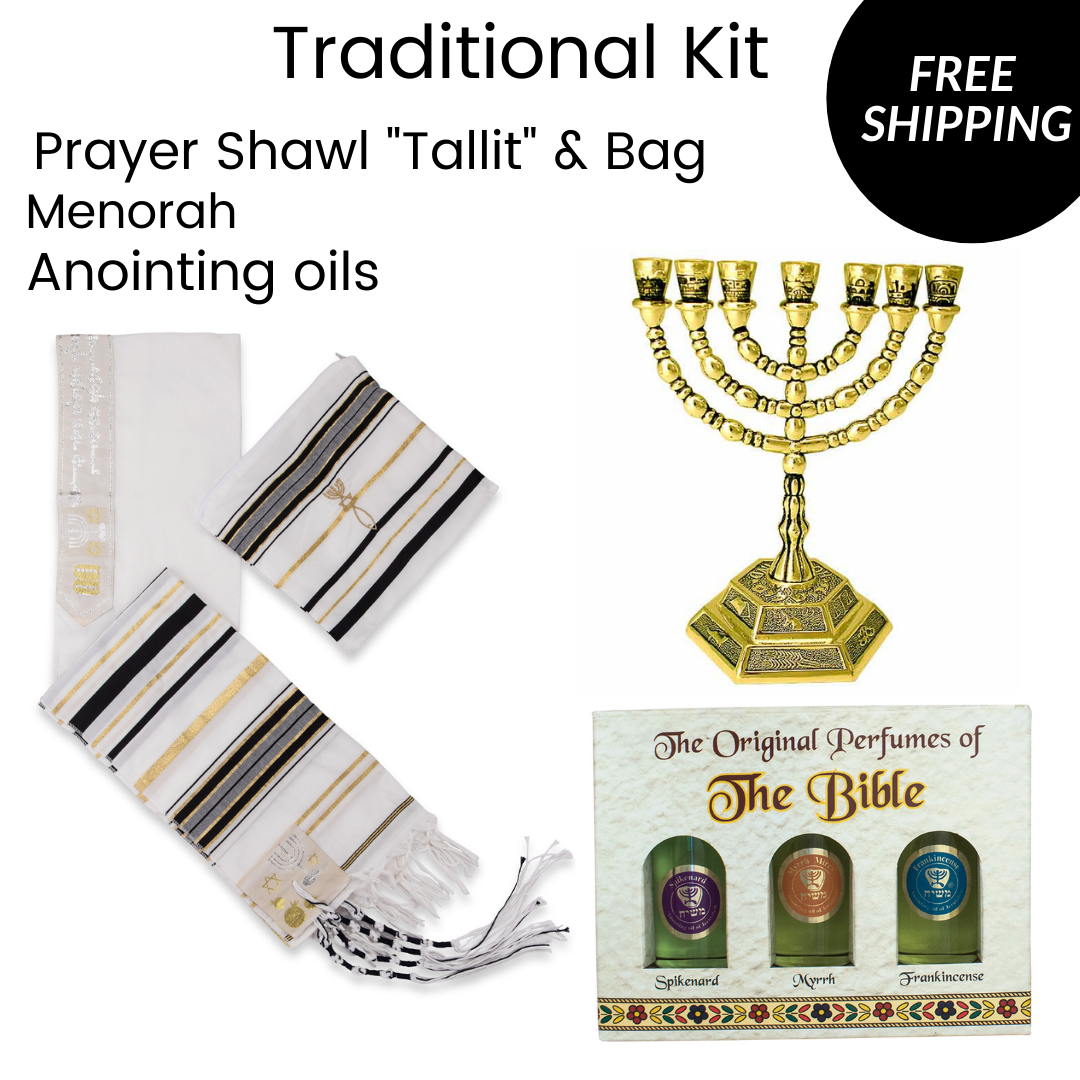 Israeli Traditional Set - Talits - Anointing Oil - Menorah . Free Shipping - The Peace Of God®