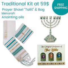 Israeli Traditional Set - Talits - Anointing Oil - Menorah . Free Shipping - The Peace Of God®